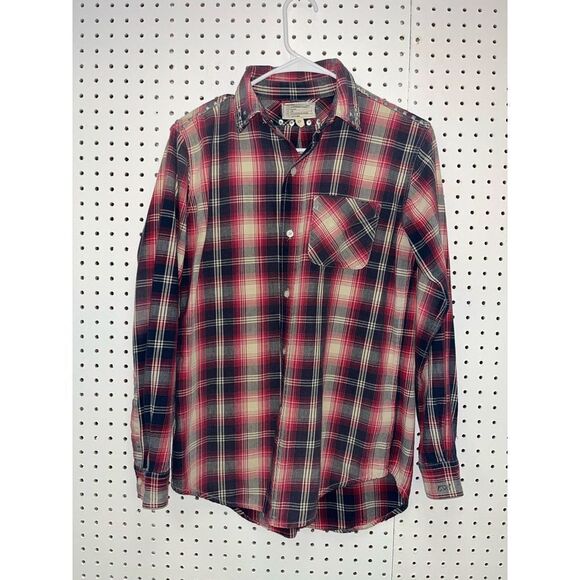Current Elliott The Perfect School Shirt Red Revival Plaid Studded - Picture 1 of 6